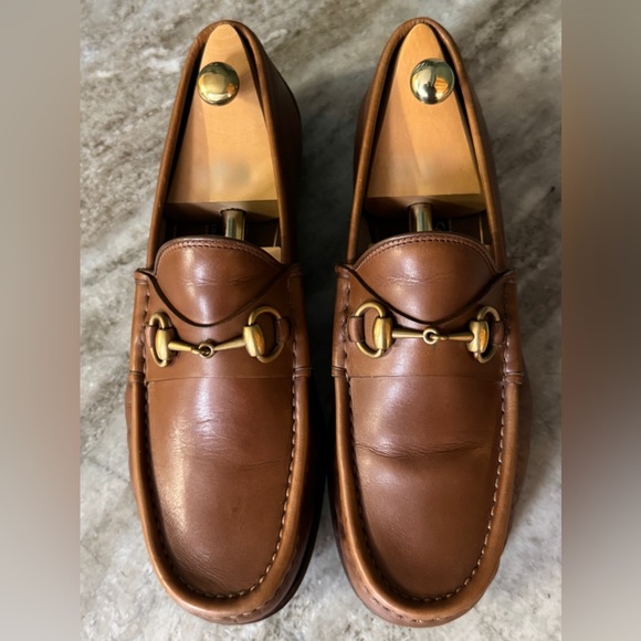 GUCCI 1953 Brown Tan Leather Horsebit Loafers US 7 Gucci 6.5 Jordaan $1050 - Picture 1 of 11